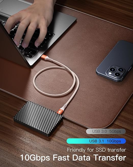 CONMDEX USB C to USB Cable [3ft, 2-Pack] Android Auto CarPlay USB C Charging Cable, 10Gbps USB 3.1 Gen 2 USB-A to USB-C Data Transfer Cord for iPhone 17 16 Pro Max Samsung Galaxy S25 S24, Orange