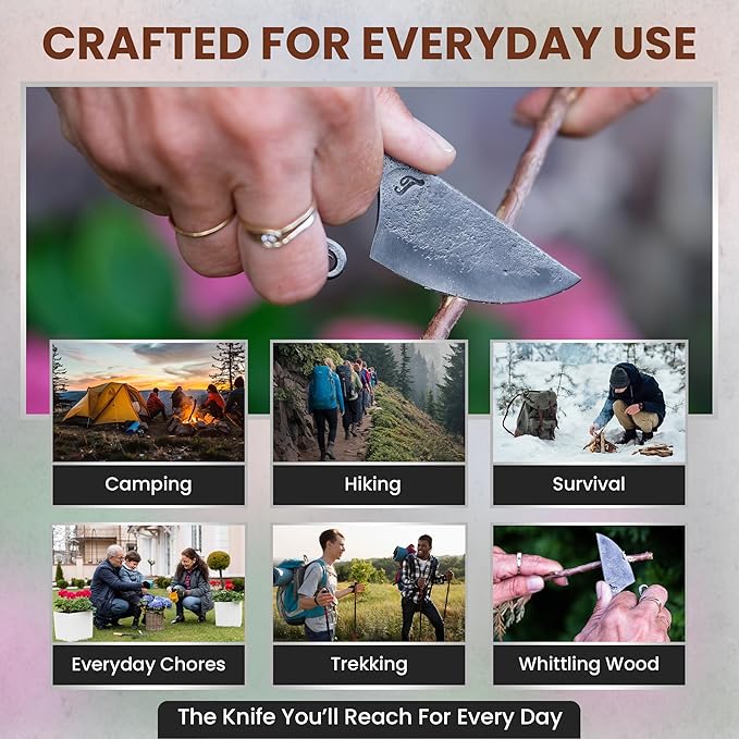 Toferner Celtic Pocket Knife, Hand Forged Fixed Blade Knives, Hardened Blade, Vintage Knife, Art Collection