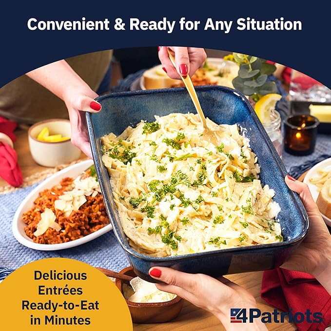 4Patriots Emergency Entree Food Kit – 128 Tasty Freeze-Dried MRE Survival Meals, 25 Year Shelf Life