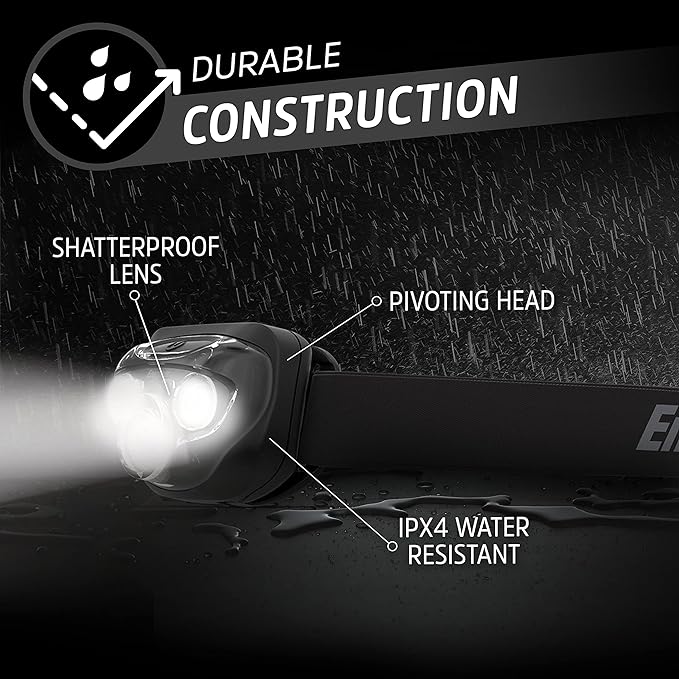 Energizer LED Headlamp PRO (2-Pack), IPX4 Water Resistant Headlamps, High-Performance Head Light for Outdoors, Camping, Running, Storm, Survival LED Light for Emergencies (Batteries Included)