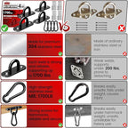 sprookber 304 Stainless Steel Pad Eye Snap Hooks, M10 Heavy Duty Ceiling Hooks, 1700lb Capacity Hammock Swing Hanging kit, Plant Hangers, Marine Hardware Staple Hook Loop with Screws, Set of 8(Black)