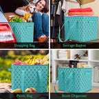WISELIFE Reusable Grocery Bags [3 Pack],Large Grocery Tote Bag Water Resistant Shopping Bags Foldable Grocery Bag for Clothes,Shoes and Picnic,Green