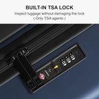 LEVEL8 Trunk Luggages, 28 Inch Luggage with Spinner Wheels, Luminous Textured Checked Large Hard Shell Lightweight with Tsa Lock, Navy