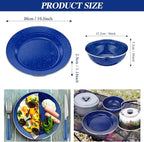 Nuogo 12 Pcs Enamel Camping Tableware Set Dinnerware Kit Includes 12 oz Coffee Mugs Camping Plates Bowls and Utensils Set with Knife Fork Spoon for 2 People Hiking Picnic Outdoor