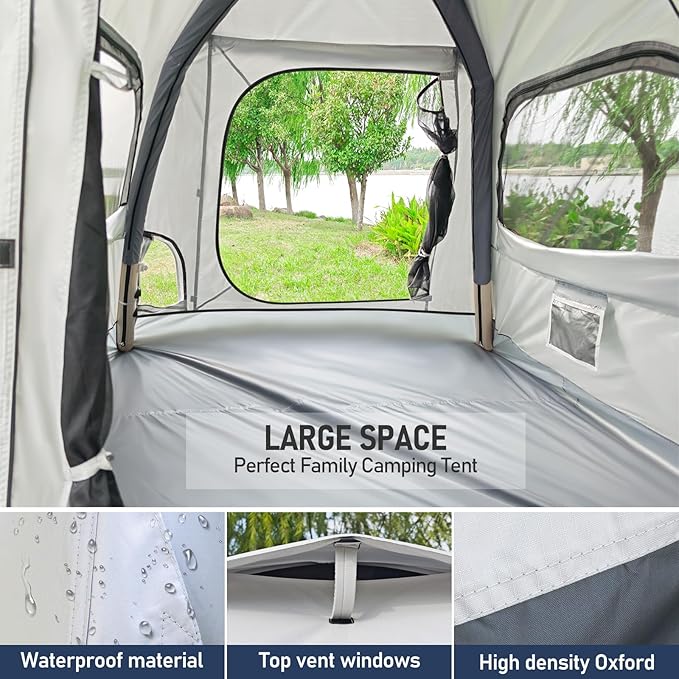 Automatic Inflatable Camping Tent，Easy Set up 3-4 Person Glamping Outdoor Air Blow Up Tents, Quick Setup Air Tent with a Built-in air Pump,Waterproof Inflatable House Tent for Adults