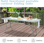 Set of 2 Folding Table 6 FT Lightweight Camping Table Portable Plastic Rectangular Outdoor Dining Table Steel Legs Fold-in-Half with Carrying Handle for Indoor,Picnic,Party,Wedding,Events(Grey)