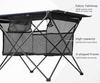 Lightweight Portable Camping Table with 2 Cup Holders - Collapsible Compact Canvas Beach Table/Side Table for Lawn Fishing & Outdoor, Large Capacity Storage, 29.2" W x 21.7" D (Blue)