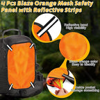 4 Pcs Blaze Orange Safety Panel with Reflective Strips, 12'' x 9'', High Visibility Hunting Mesh Tent Backpack Cover Safety Panel for Outdoors Field Hiking Camping Biking Traveling