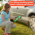 Finderomend Portable Shower for Camping with 7 Spray Modes, Hand Press Camping Shower with Removable Hose and Shower Head,Pressure Rinse Kits for Hiking Traveling Garden Beach Pet Shower