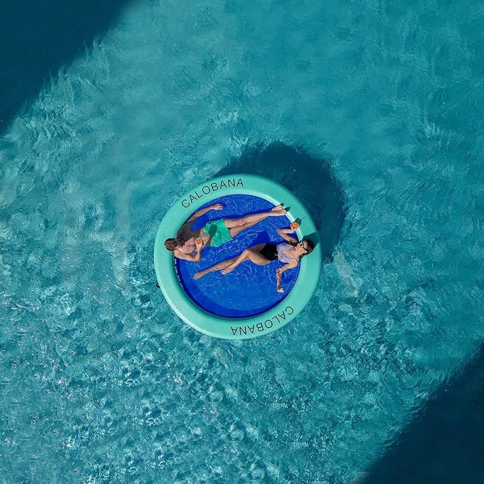 Round Floating Ring Inflatable Water Hammock Heavy Duty River Floats Lake Raft for Adults Tanning Pool Lounger Float Island Platform Pad Mat for Party