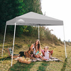 EAGLE PEAK 10x10 Slant Leg Pop-up Canopy Tent Easy One Person Setup Instant Outdoor Beach Canopy Folding Portable Sports Shelter 10x10 Base 8x8 Top (Light Gray)