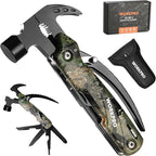 WORKPRO Multitool-12 in 1 Camping Tools with Mini Hammer-EDC Gear Multi Tools Hammer with Safety Lock and Pouch-Mini Multitools Gifts for Men and Women-Camouflage