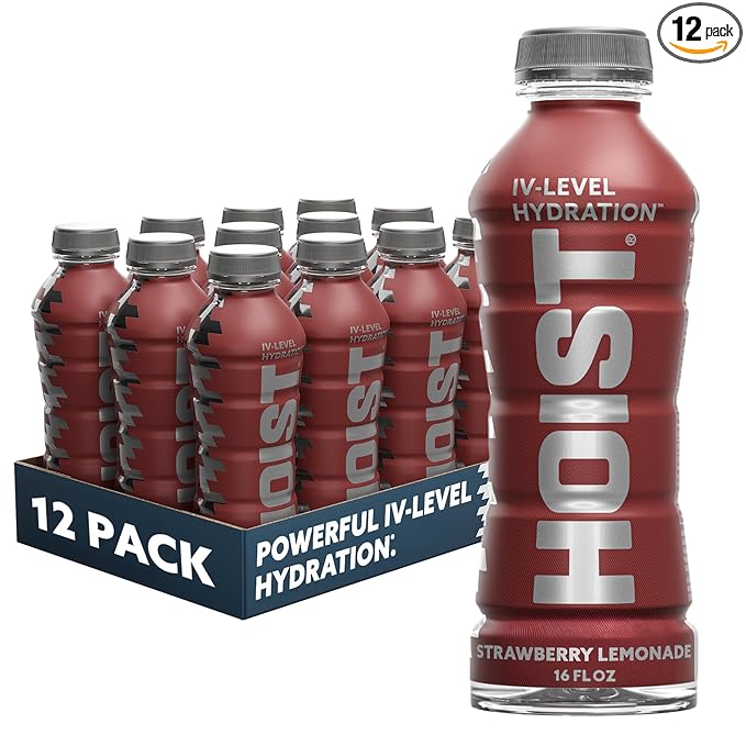 HOIST Premium Military Hydration Electrolyte Drink, Powerful IV-Level Hydration, Clinically Proven Performance Drink, Strawberry Lemonade, 16 Fl Oz (Pack of 12)