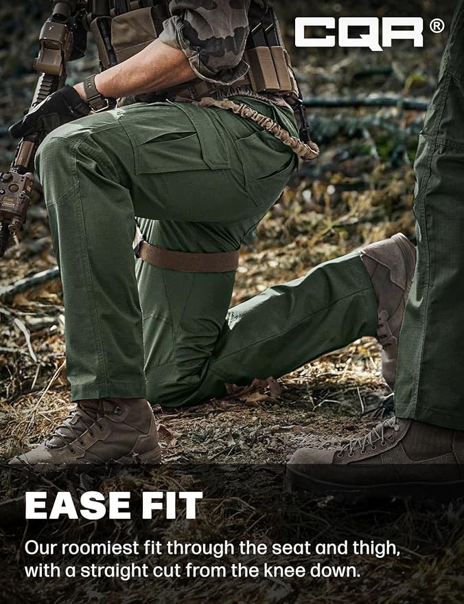 CQR Men's Tactical Pants, Water Resistant Ripstop Cargo Pants, Lightweight EDC Work Hiking Pants, Outdoor Apparel