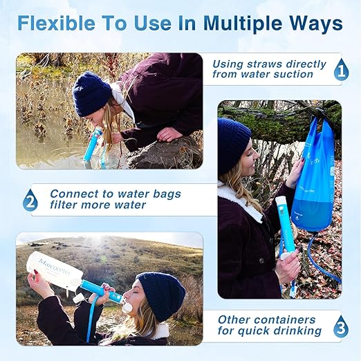 6pcs Replaceable Activated Charcoal for Water Filter Straw, Activated Carbon Filter Reduce Dirt, Microplastics, 30+ Contaminants from Water, Filter Replacement for Hiking, Camping, Travel