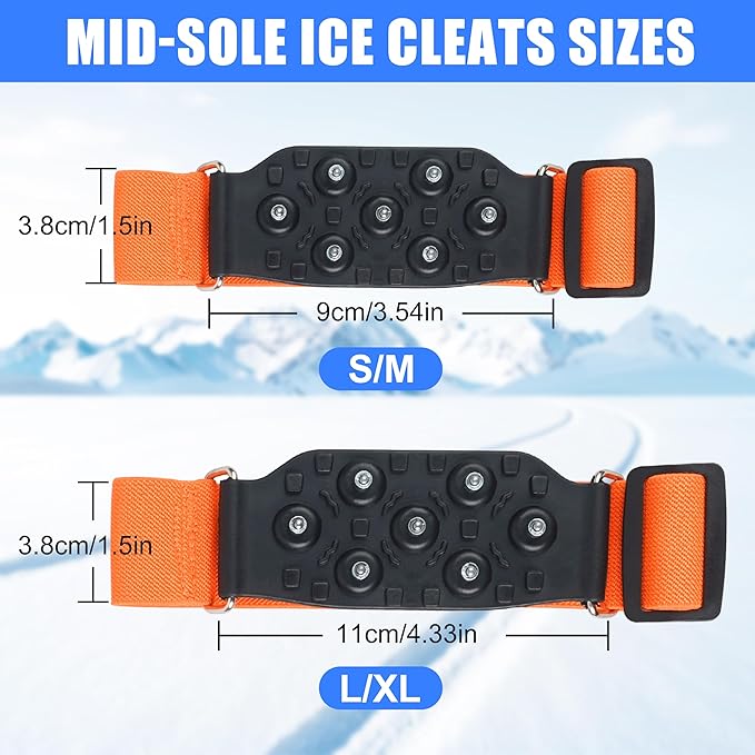 Ice Cleats Mid-Sole Snow Traction Cleats Crampons for Shoes and Boots Easily Rotate Non Slip Ice Grippers Shoes Boots Cleats for Winter Walking on Snow Ice Men Women