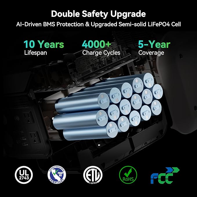 Dabbsson 600L Portable Power Station,768Wh 600W Solar Generator,Up to 900W AC Output,1.5X Extended Runtime,Recharge 100% in 1.6 Hrs,Semi-Solid LiFePO4,EPS,100W USB-C,for Camping RV Home