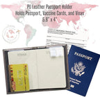 Chrome Passport Cover Vaccine Card Holder Combo, Passport Holder with Vaccine Card Slot (Silver)