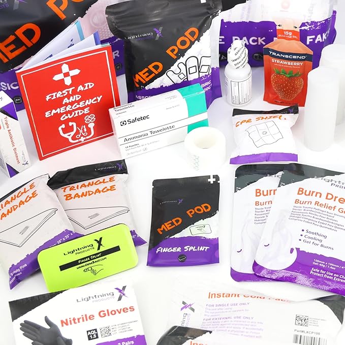 Lightning X Products Lightning X Mid-Sized First Responder EMT Bag | LXMB25 Fully Stocked Aid Kit w/ 200+ BLS Supplies - Fluorescent Yellow