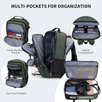 WITZMAN Carry On Travel Backpack for Men Large Convertible 45L Fit 17 Inch Laptop Backpack 3 in 1 Bag for Airline Approved(B688 Army Green)