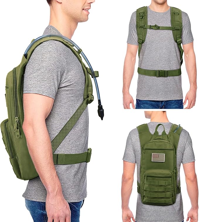 NOOLA 3L Hydration Backpack, Water Backpack with TPU Water Bladder, Tactical Hydration Pack for Men Women, Molle Water Backpack for Hiking, Biking, and Hunting