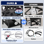 ARC Single Burner Propane Stove, 200,000BTU Cast Iron High Pressure Outdoor Propane Burner Cooker,16.5"Heavy Duty Square Stove, Great For Outdoor Cooking Turkey Fry,Seafood Boil,Homebrewing