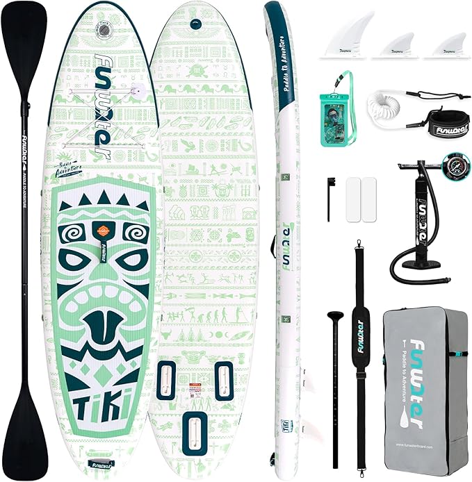 FunWater Inflatable Stand Up Paddle Board with Premium SUP Paddleboard Accessories, Anti-Slip EVA Deck, 11'/10'6'' Paddle Boards for Adults & Youth of All Skill Levels