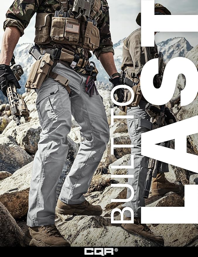 CQR Men's Tactical Pants, Water Resistant Ripstop Cargo Pants, Lightweight EDC Work Hiking Pants, Outdoor Apparel