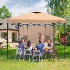 KAMPKEEPER 10x10 Pop Up Canopy Tent with Sidewall - Easy Setup Sun Shelter, Outdoor Shade with Vented Roof for Backyard | UV & Rain Portable Instant Camping Beach Canopy Tents (Khaki)