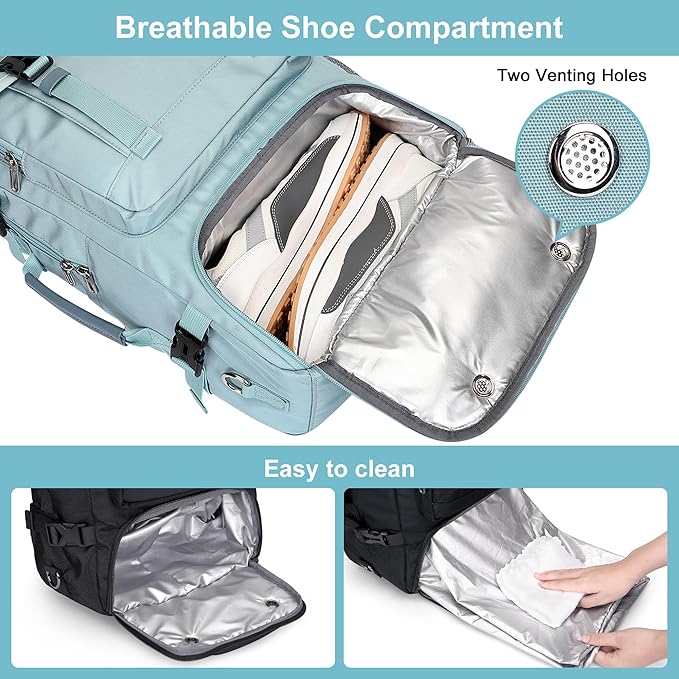 PIJUSHI Travel Backpack for Women Carry on Luggage Backpack Flight Approved Convertible Duffle Bag Fit 16 Inch Laptop(PE037 Blue)