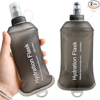 GYGYL Soft Flask, TPU Collapsible Soft Water Bottle for Hydration Pack, Running Vest, Leak-Proof Folding Water Bottle for Hiking Cycling Climbing Jogging-250ml Grey, 2pcs