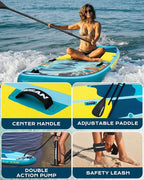 11'6x35'' Extra Wide Inflatable Paddle Board,All-Round Ultra Stable Stand Up Paddleboards with Plus Kits for 450lb/3 People/Family,Dual Bungees, Camera Mount, 100L Backpack, Dual-Action Pump