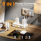 TESSAN Voltage Converter US to Europe 220 to 110, Universal Travel Adapter Voltage Converter with 4 USB Ports (1 USB C), 3 AC and EU UK AU IT in ZA Plug Power Adapter, Step Down Transformer, 4 FT