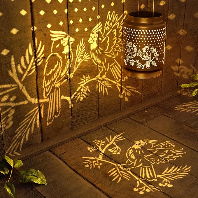 Cardinal Solar Lantern for Garden Outdoor Decor – Hanging Metal Light Decoration for Patio, Yard, Lawn, Pathway, Backyard – Birthday Gift for Mom, Women, Grandma