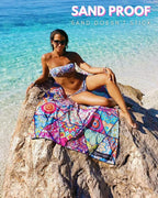 ECCOSOPHY Microfiber Beach Towel - Sand Free Towels are Quick Dry, Light Weight, Super Absorbent - Perfect Pool, Travel, Cruise, Camping Essentials - Oversized Extra Large for Adults 71x35 in