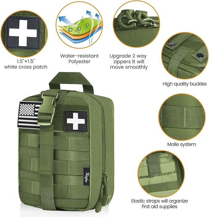 Medical Molle Pouch Tactical - 1000D Nylon First Aid Pouch, Big Capacity EMT Pouch Utility, Heavy Duty Military Grade Rip-Away Ifak Pouch for Home and Outdoor Activities（Bag Only