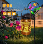 Hummingbird Solar Lantern with Butterfly Shepherd Hook, Mom Gifts for Mothers Day & Birthday, Hummingbird & Butterfly Design, Outdoor Waterproof Metal Decor for Yard, Patio, Porch, Lawn & Tabletop