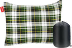 Outdoor Camping Pillow Lightweight, Compressible, Flannel Travel Pillow Cases, Washable Removable Pillow Cover Camping and Backpacking Green