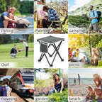 TRIPLE TREE 2 Pack Camping Stool, Grey, 13.8 Inch Portable Folding Stool for Outdoor Walking Hiking Fishing 400 Lbs Capacity with Carry Bag