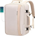 PIJUSHI Travel Backpack for Women Expandable Carry on Luggage Backpack Airline Approved Personal Item Laptop Bag(PE034 Beige)