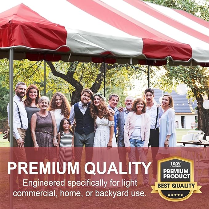 Party Tents Direct 20'x30' Weekender Canopy Pole Tent - Easy Up Canopy Tent with 120 Person Capacity - Outdoor Canopies for Parties, Weddings, & Events (Red/White Top)