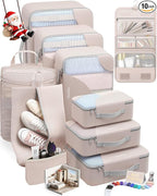10 Set Packing Cubes for Travel, Gifts for Women Mom,Anti-Tearing Suitcase Organizer for Luggage with Shoe & Hanging Toiletry Bag,OlarHike Vacation Essentials & Accessories for Cruise Ship