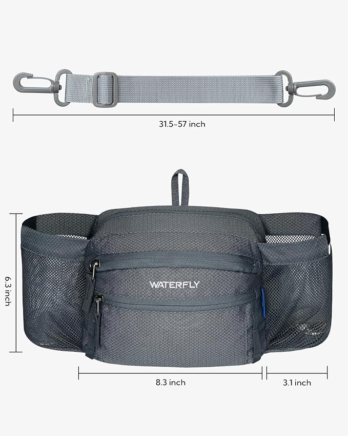 WATERFLY Fanny Pack Waist Bag: Waist Pack for Women Men with Two Water Bottle Holder Hiking Fanny Pack for Running Walking DogWalking Travel Cycling
