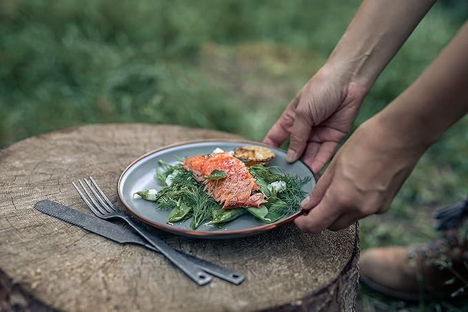 Barebones 8 Inch Salad Plate - Set of 2 Salad Plates - Enamelware Plates - Durable Kitchen or Camping Plate (Slate Gray)