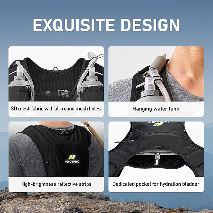 Running Vest with Water Bladder 1.5 Liter, Small Hydration Water Vest, Lightweight Hydration Pack Multi-Pocket 11x - for Hiking Race Trail Marathon for Women Men