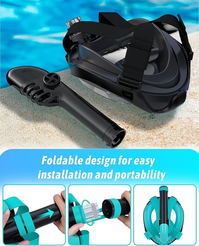 Zenoplige Full Face Snorkel Mask Adults,Dry-Top Snorkeling Gear with Camera Mount,Foldable 180-Degree Panoramic Scuba Mask for Snorkeling Diving Swimming Travel,Snorkel Mask Anti-Fog & Anti-Leak