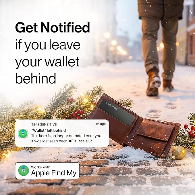 SPOTMINDERS Apple MFi Certified Wallet Tracker Works With Apple Find My Tracking Card for Wallet Card Rechargeable IP68 Waterproof 0.07in Slim iPhone Item Finder for Luggage Tags Purse Gifts for Women
