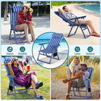 Suteck Backpack Beach Chair for Adults - 6-Position Folding Reclining Chair with Cooler Bag & Cup Holder, Lightweight Portable Beach Chair for Camping, Outdoor, Sand, Travel Use