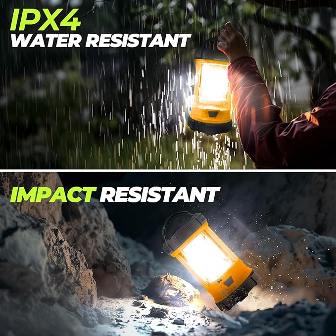 Camping Lantern 3000LM, LED Lanterns for Power Outages with 4400mAh Phone Charger, Impact-Resistant Rechargeable Lantern, 5 Light Modes Waterproof Lantern for Hurricane Emergency(Orange)