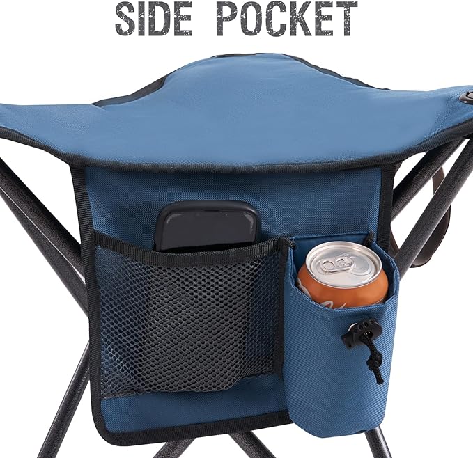 PORTAL Extra Large Quick Folding Tripod Stool with Backrest Fishing Camping Chair with Carry Strap